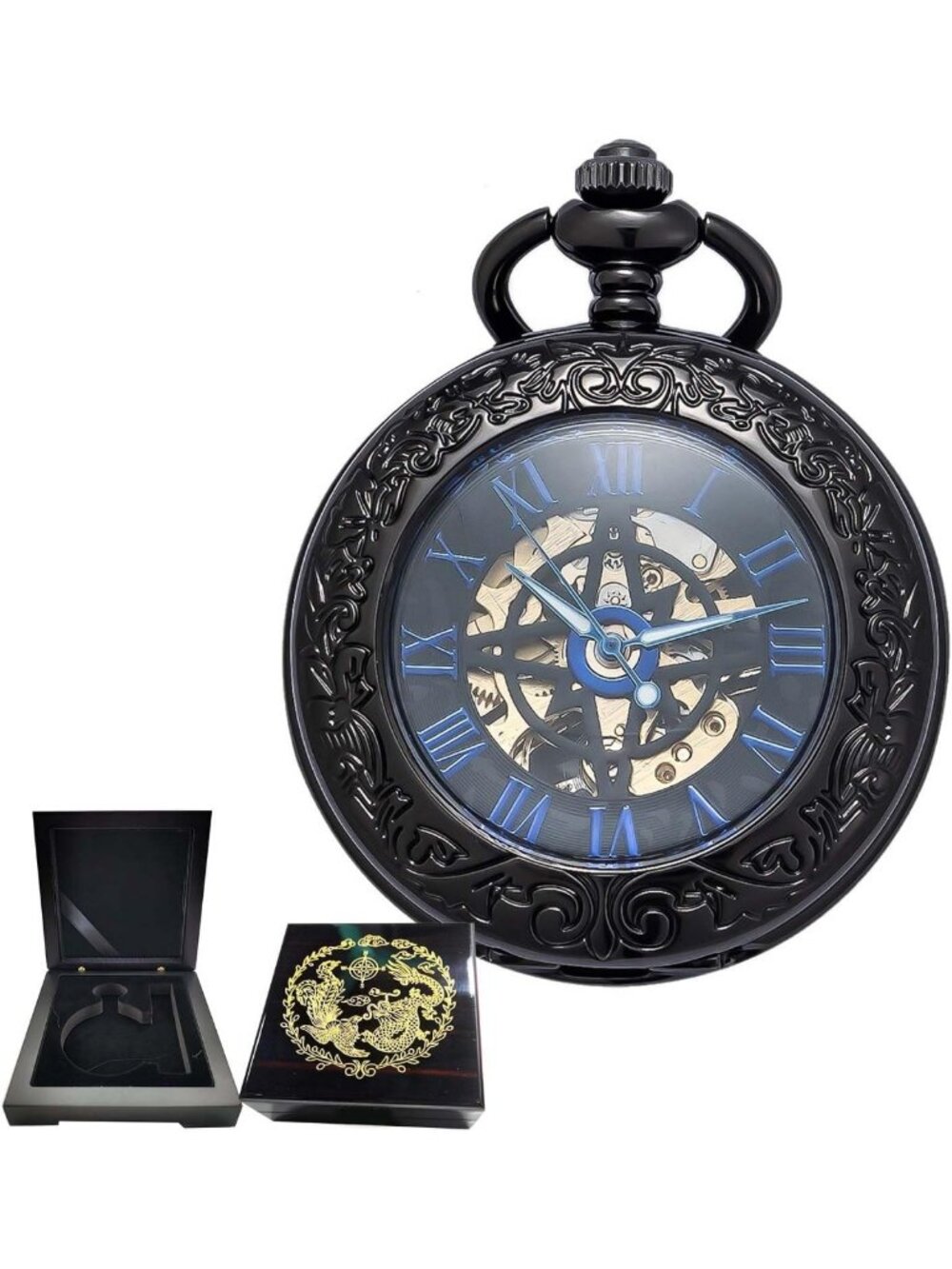 Vintage Mechanical Pocket Watch for Men & Women, Engraved Half Hunter Design
